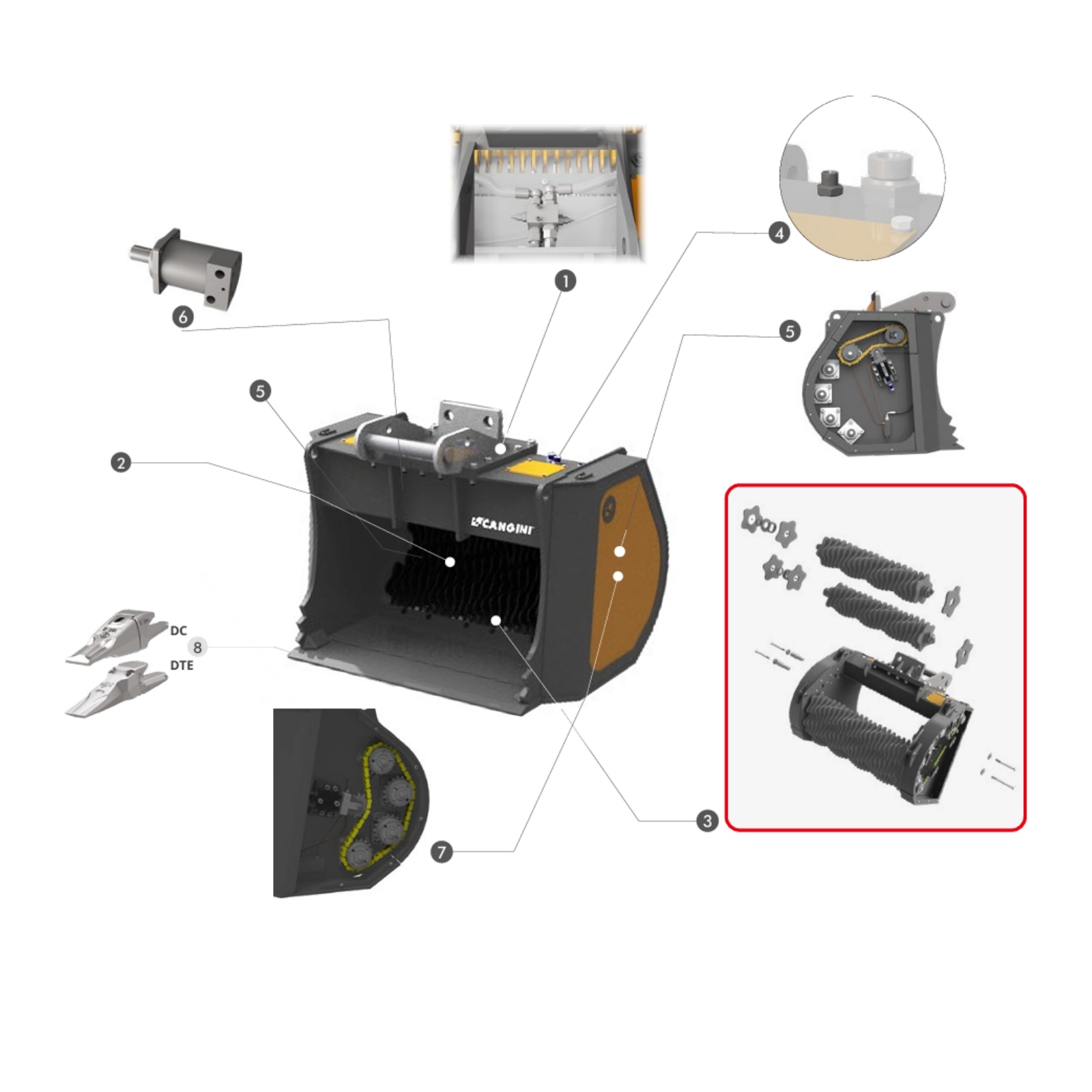 Schaufel-Separator/ Sieblöffel CANGINI VRC120 für Bagger 9-14 Tonnen – Bild 3